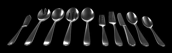 Silverware Set for 8 with Serving Utensils, 18/10 Stainless Steel Flatware, Mirror Finish, Dishwasher Safe, Heavy-Duty Cutlery, Built to Last (45-Piece Including a Serving Set, Fidenza)