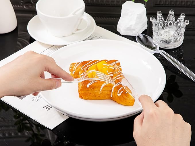 Liacere 360PCS Heavy Duty Clear Plastic Silverware, 150 Forks, 150 Spoons, 60 Knives, BPA-Free, Heat Resistant, Disposable Plastic Utensils Set, Plastic Cutlery Set, Plasticware Bulk for Party