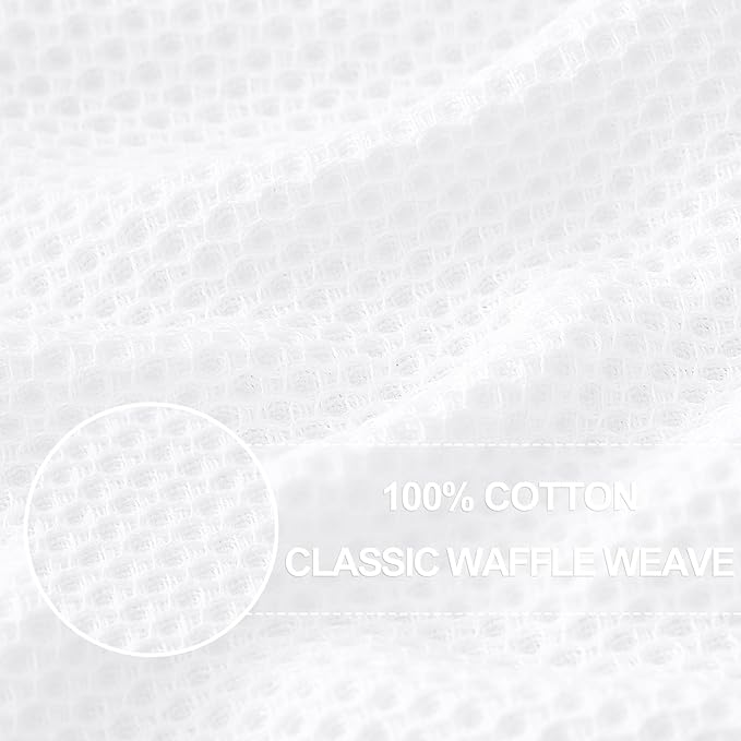 Homaxy 100% Cotton Waffle Weave Kitchen Dish Towels, Ultra Soft Absorbent Quick Drying Cleaning Towel, 20x28 Inches, 8-Pack, White