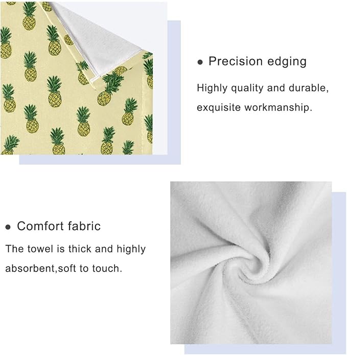 Light Yellow Pineapple01 Decorative Towels for Bathroom Bath Towel Sets Absorbent Microfiber Fancy Beach Towels Bathroom Towel Washcloth Sets