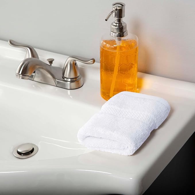 Superior Egyptian Cotton Pile Face Towel/Washcloth Set of 6, Ultra Soft Luxury Towels, Thick Plush Essentials, Absorbent Heavyweight, Guest Bath, Hotel, Spa, Home Bathroom, Shower Basics, White