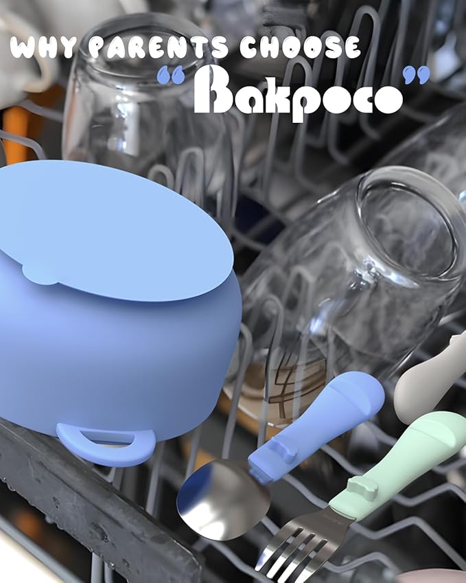 6PCS Toddler Utensils, 316 Stainless Steel Baby Safe Forks + Spoons with Silicone Handle, BPA Free Dishwasher Safe Kids Silverware Cutlery with Box, Sage/Blue/Gray