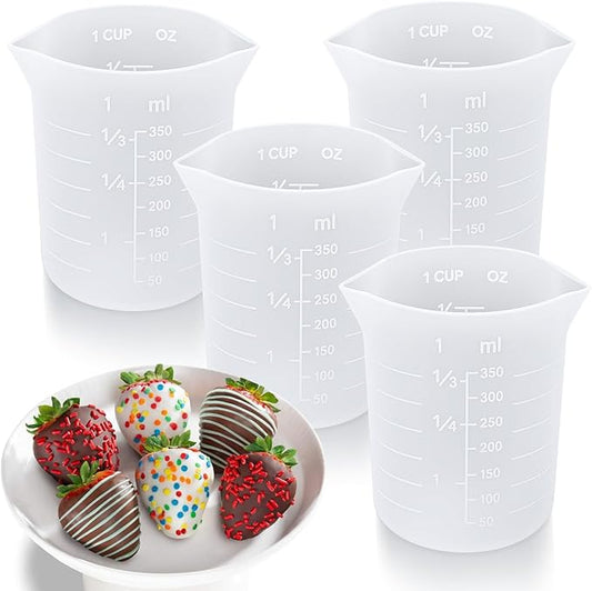 Palksky Silicone Cups for Melting Chocolate, 4PCS Silicone Measuring Cups with 350ml Capacity, Reusable Baking Supplies for DIY Chocolate Molds