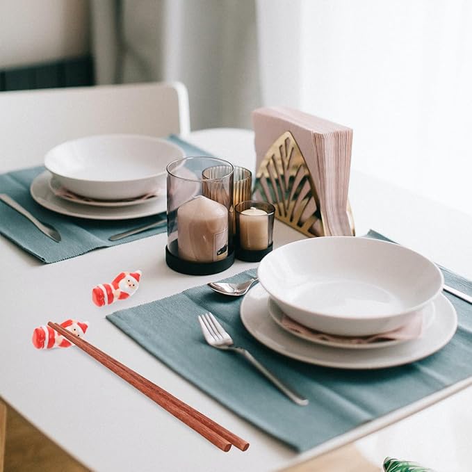 Hemoton 5Pcs Christmas Chopstick Rest,Cute Ceramic Santa Claus Chopstick Holder,Xmas Dinner Spoon Stand Fork Knife Holder for Holiday Dining Tableware