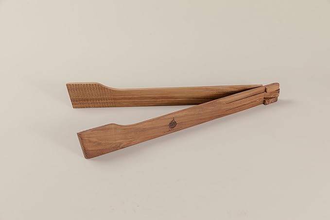 Super Slim Spring Salad Tongs: Teak Wood Salad Hand Server 0.1" x 0.1" x 12" Kitchenware Serving Utensils from SiamMandalay Gourmet Collection