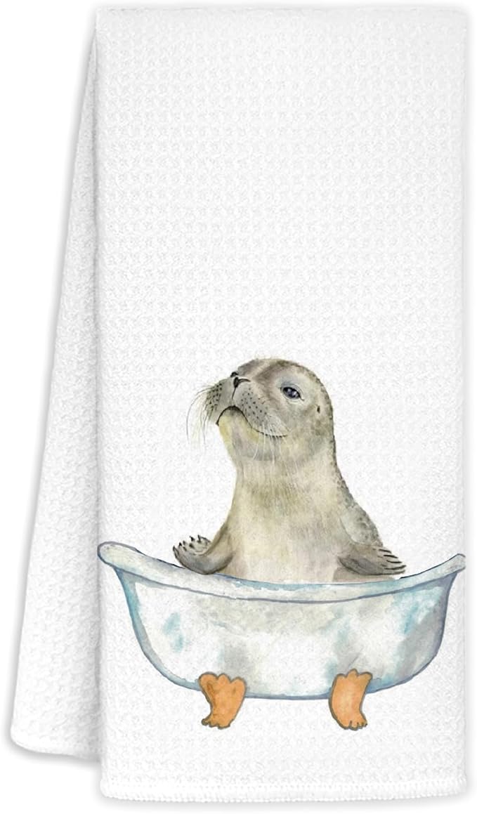Seal Gifts Hand Towels Decorative, Toddler Kids Bathroom Decor, Ocean Seal Beach Hand Towels Drying Cloth for Kids Toddler Bathroom Decor, 16x24 Inch