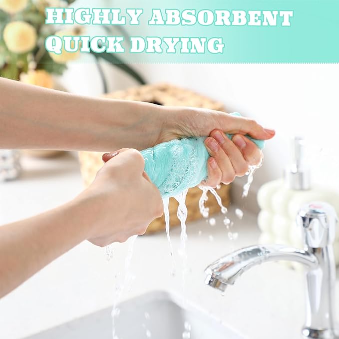 4 Pack Boho Bathroom Hand Towel 14 x 30 Inch 100% Turkish Cotton Decorative Boho Kitchen Hand Towel Farmhouse Bathroom Decor Set Absorbent Soft Guest Tea Gift (Aqua,White)