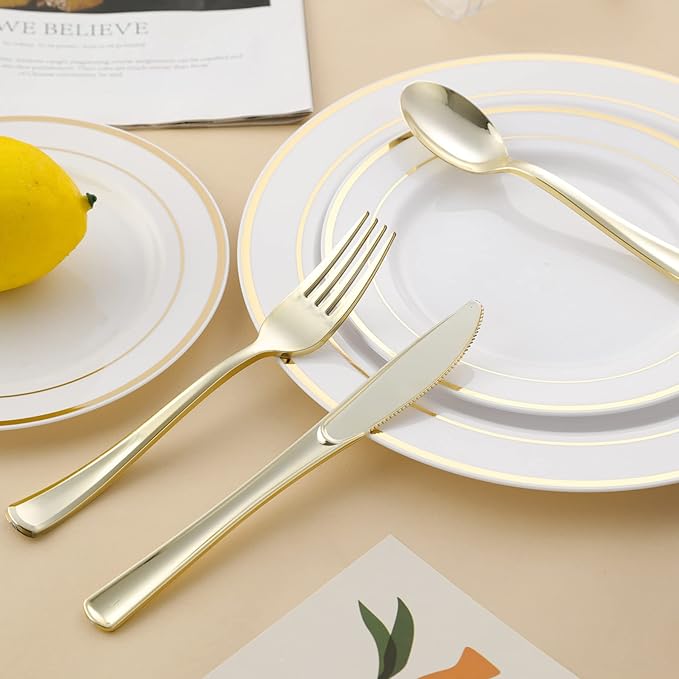 N9R 72PCS Gold Plastic Forks, Solid, Durable and Heavy Duty Plastic Forks, Perfect Utensils for Parties, Thanksgiving, Christmas and Daily Use