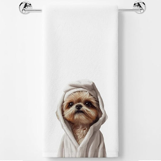 Shih Tzu Gifts Hand Towels–Upgraded Fabric, Funny Dog Hand Towels for Bathroom Washroom Restroom Decor, Shih Tzu Gifts for Women Dog Lovers, 16x24 Inch