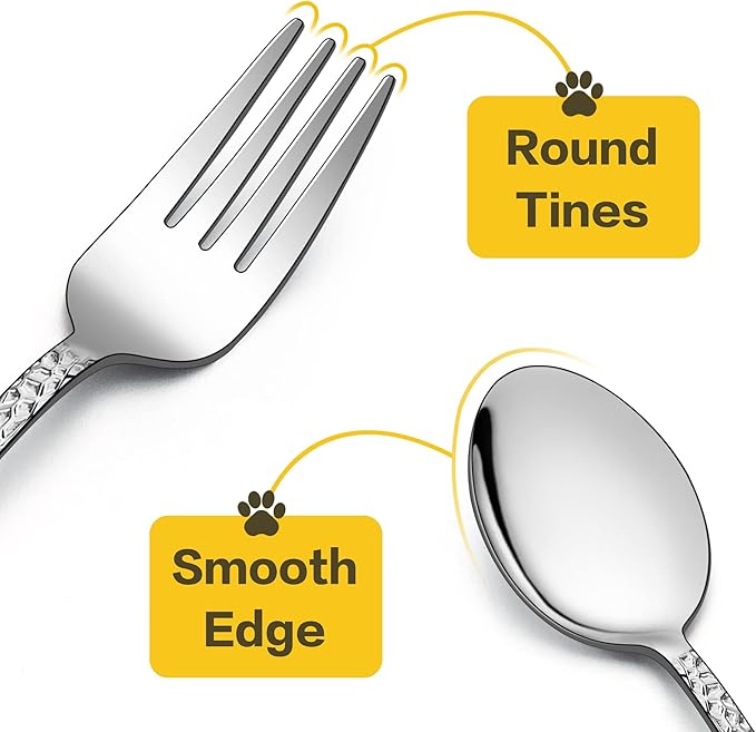 LIANYU 8-Piece Toddler Silverware Set, Includes 4 Spoons and 4 Forks for Kids, Stainless Steel Kids Utensils Children Flatware Set, Child Preschooler Cutlery Set, Dishwasher Safe