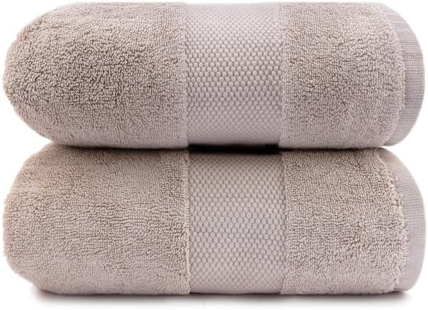 Maisonette Elegance 100% Organic Cotton Turkish Bath Towels, Soft & Absorbent, Ideal Quick Dry Large Bathroom Towel Set for Shower (30" x 58", 2 Pack) - Light Brown (Dune)