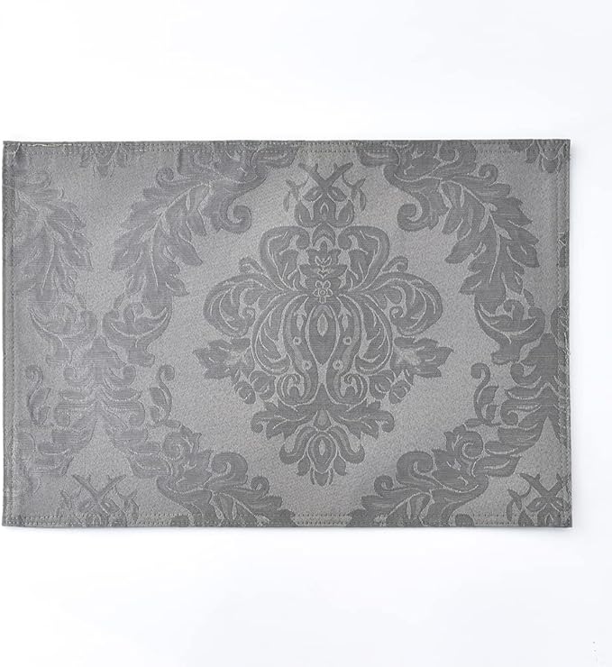 Place Mats Set of 8 – Rectangle Rectangular Waterproof Fabric Polyester Cloth Washable Wipeable Heat Resistant Placemats for Kitchen Dining Dinner Table Indoor 13 X 19 Inch Grey