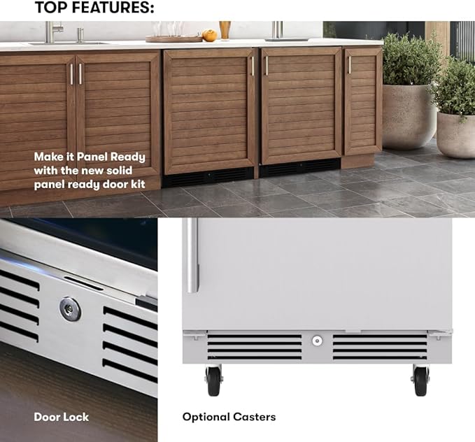 Zephyr Presrv 24 Inch Outdoor Wine Fridge & Beverage Refrigerator Single Zone Under Counter - Drink Chiller Freestanding Stainless Steel Door - 136 cans (Single-Zone Outdoor Wine & Beverage Cooler)