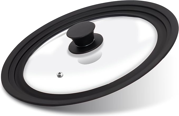 Tempered Glass Lid - Universal Lid with Heat Resistant Silicone Rim for Pots, Pans and Skillets - Pan Cover Replacement Lid Fits 11", 12" and 12.5" Diameter Cookware