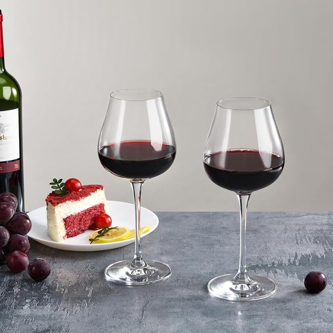 Wine Glasses Set of 2, 17.2 Oz Hand Blown Crystal Clear Glass, Long Stem Red/White Wine Glass with Wine Accessories and Gift Box - for Birthdays, Weddings, Party