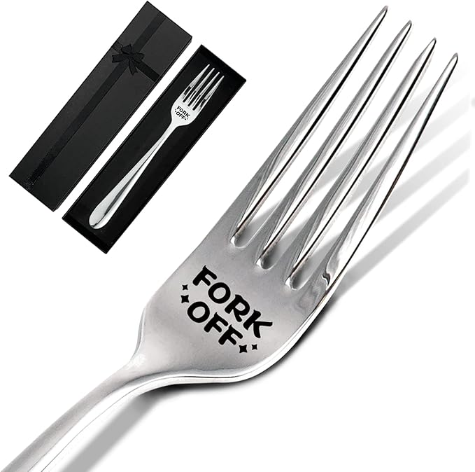 Fork Off,Funny Engraved Stainless Steel Fork,Food Dessert Lovers Gifts,Forks Gift,New Home Gifts,Funny Kitchen Gift for Man Woman,Dinner Dessert Fork with Gift Box