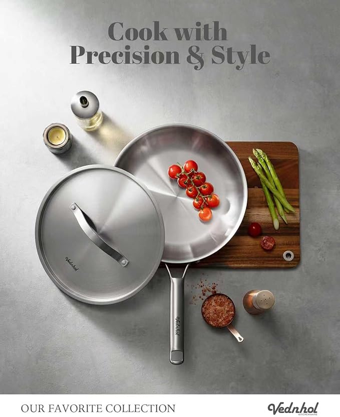 Stainless Steel Cookware Set, 14 Pcs Tir-Ply Pots and Pans Set, PFOA&PTFE Free, Dishwasher&Oven Safe, Kitchen Induction Compatible, ollas de acero inoxidable para cocinar