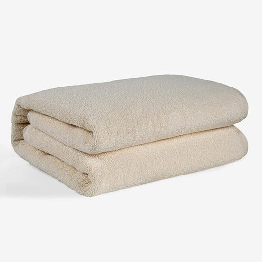 SALBAKOS 100% Turkish Cotton Jumbo Bath Sheet Towel Oversized 40x80 inch | Premium Hotel & Spa Quality, Soft, Absorbent, XL Bath Towels | Made in Turkey (Pack of 1, Ivory, Jumbo Bath Sheet)