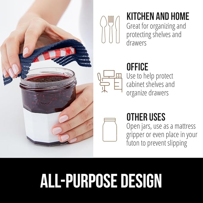 GORILLA GRIP powerGRIP Drawer Shelf and Cabinet Liner, Thick Strong Hold, Non-Adhesive Liners Protect Kitchen Cabinets and Cupboard, Bathroom Drawers, Easy Install, Breathable Mat, 20" x10', Navy Blue