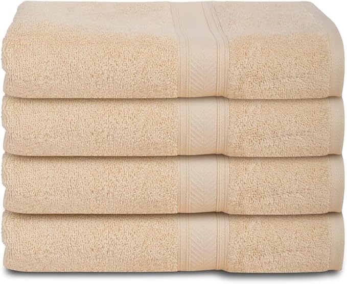 Casa Lino 100% Cotton Hand Towels for Bathroom - Soft, Highly Absorbent & Quick Dry Kitchen Towels - Gym Towel Set - Travel Towel Set - 24" x 16" - Pack of 4 - (Linen Brown)