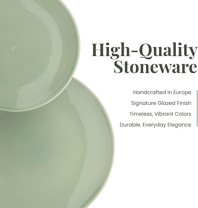 Larder & Vine Ceramic Stoneware Dinnerware 16-Piece Set, 4 Place Settings (Sage)