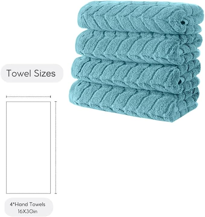 Turkish Cotton Ultra-Soft Plush Absorbent Quick Dry Bathroom Towel Set, Made in Turkey (Mint Green, 4 Pcs Hand Towel Set)