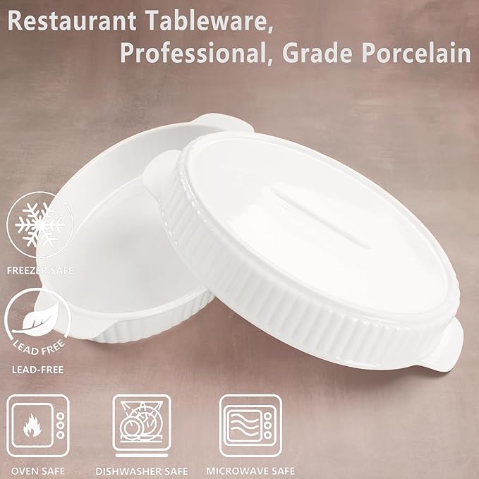 10 x 7 Inch Oval Au Gratin Baking Dishes, Set of 2, Porcelain Baking pan Oven Safe, Roasting Lasagna Pans, for Casserole Dish, Pie Plate, Baking, scalloped potatoes, shepherds pie