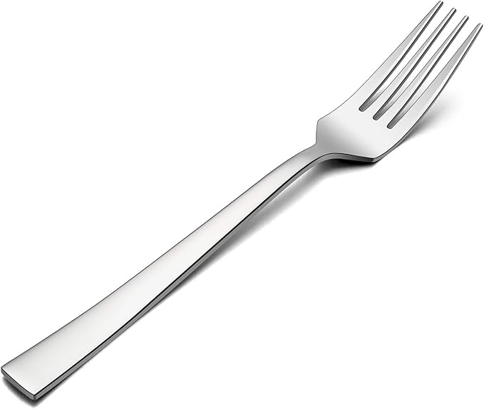 Salad Forks Set of 6, E-far 6.7 Inch Stainless Steel Dessert Forks for Home, Kitchen or Restaurant, Non-toxic & Mirror Polished, Squared Edge & Dishwasher Safe