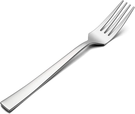 Salad Forks Set of 6, E-far 6.7 Inch Stainless Steel Dessert Forks for Home, Kitchen or Restaurant, Non-toxic & Mirror Polished, Squared Edge & Dishwasher Safe