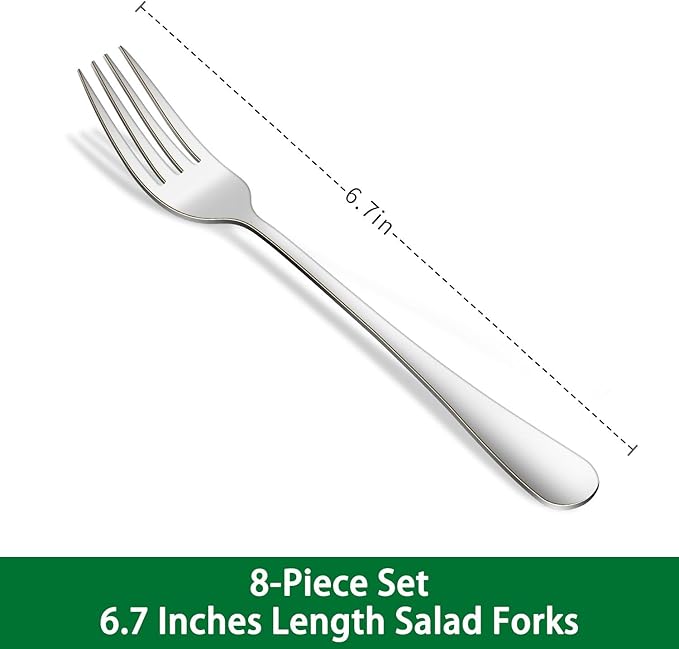 8-Piece 6.7 Inch Salad Forks Set,Durable Dishwasher Safe Stainless Steel Dessert Forks,Silverware Fork,Flatware Fork For Home Kitchen
