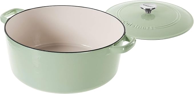 Cuisinart Chef's Classic Enameled Cast Iron Round Covered Casserole (Mint Green, 7- Quart)