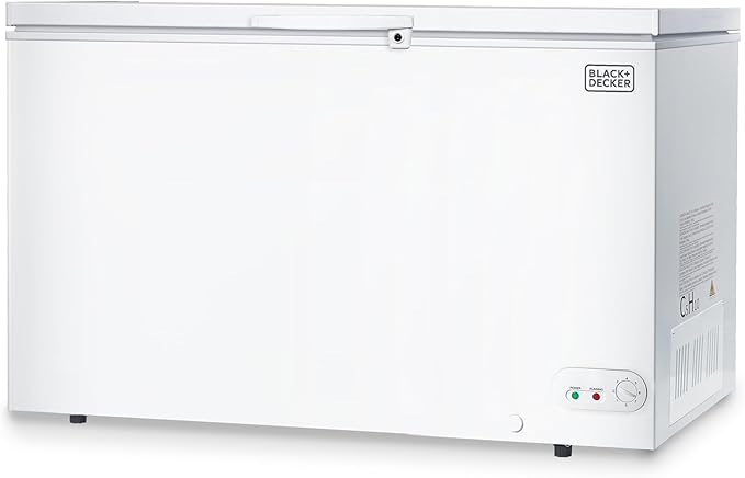 BLACK+DECKER 13 Cu. Ft. Chest Freezer, Deep Freezer with Top Opening, Freezer Chest with 2 Removable Storage Baskets, Mechanical Temperature Control, Manual Defrost, R600a Refrigerant,BCF1300E,White