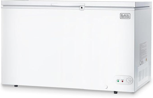 BLACK+DECKER 13 Cu. Ft. Chest Freezer, Deep Freezer with Top Opening, Freezer Chest with 2 Removable Storage Baskets, Mechanical Temperature Control, Manual Defrost, R600a Refrigerant,BCF1300E,White