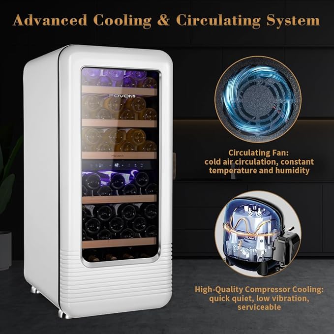 Wine Fridge,91-bottle Wine Cooler Refrigerators Dual Zone Large Wine Beverage Freestanding Cellar,Holds 91bottles (White)
