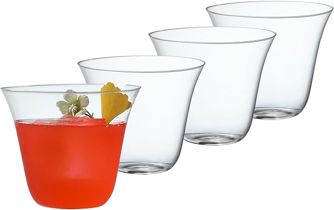 Set of 4 Drinking Glasses - 9oz Clear Cups for Cocktails, Iced Coffee, Tea, Soda, Whiskey and Beer