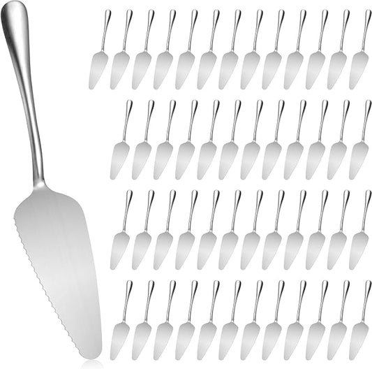 Baderke 50 Pcs Pie Server Pizza Server Spatula Stainless Steel Cake Pie Pastry Professional Utensil for Pizza Dessert Cheese Cutting, 9 Inches, Silver