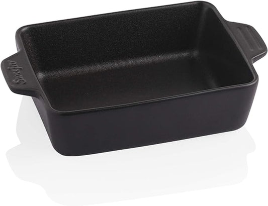 Sweejar Ceramic Baking Dish, Rectangular Small Baking Pan with Double Handles, 20 Oz for Cooking, Brownie, Kitchen, 6.5 x 4.9 x 1.8 Inches(Black)