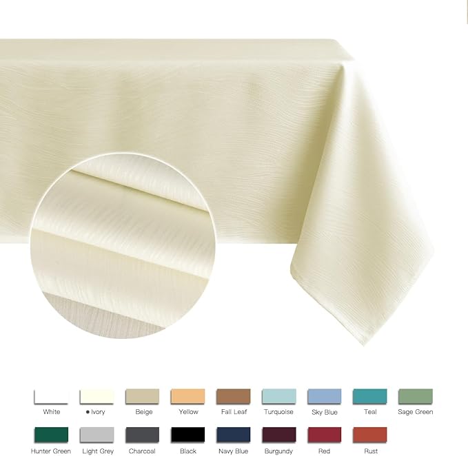 maxmill Square Tablecloth Swirl Design Water Resistance Antiwrinkle Heavy Weight Soft Table Cloth for Buffet Banquet Parties Event Holiday Dinner Square 70 x 70 Inch Ivory
