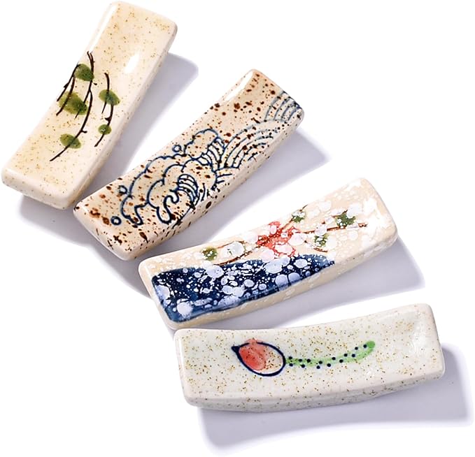 Japanese Style Chopstick Holder Set of 4 Pcs Ceramic Chopstick Stand Rest Tableware Kitchen Tools