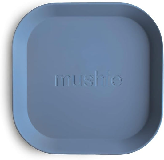 mushie Square Dinnerware Plates for Kids | Made in Denmark, Set of 2 (Twilight Blue)