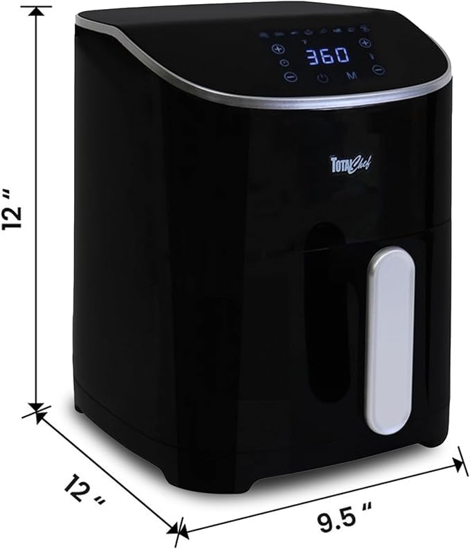 Total Chef 5 Quart Air Fryer - Aerogrill, Non-Stick Frying Basket, French Fry, Digital Touch Screen, 8 Presets, Freidora Eléctrica, Countertop Cooking Kitchen Appliance, Black
