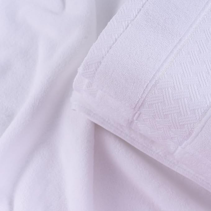 COZYART White Bath Towels Set 6 Piece, Luxury 100% Turkish Cotton 650GSM Hotel Quality, Soft, Absorbent,Towel Sets for Bathroom | 2 Bath Towels 2 Hand Towels 2 Washcloths