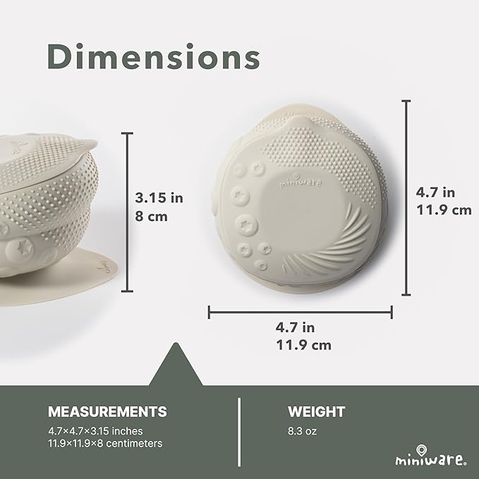 Miniware Sensory Baby Bowl - Oat - Silicone Bowls for baby to Combine Mealtime with Sensory Development - 100% Food Grade Silicone Baby Bowls - BPA Free, Non-Toxic Todddler Bowls