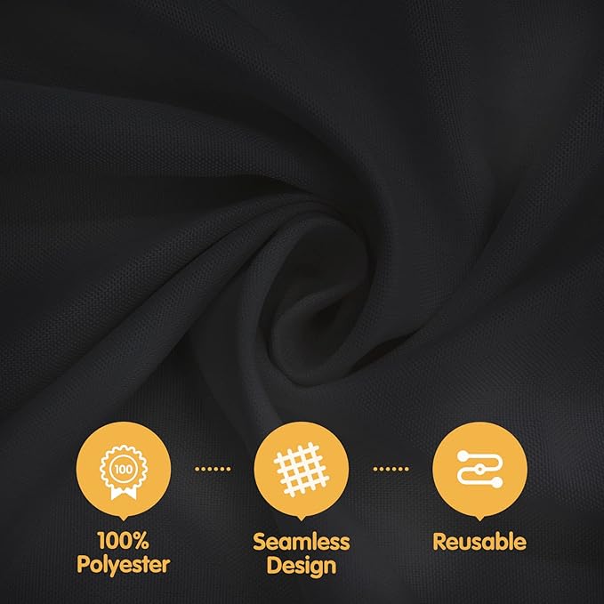 BRILLMAX 4 Pack Black Tablecloths for 8 Foot Rectangle Tables 90 x 156 Inch - 8ft Rectangular Bulk Linen Polyester Fabric Washable Cloth Cover for Wedding Reception Banquet Birthday Party