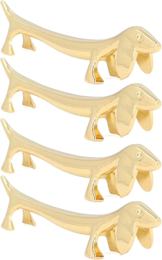 GOTOTOP 4Pcs Chopstick Rest, Reusable Cute Animal Gold Chopstick Holder for Home Restaurant Party (Dog)