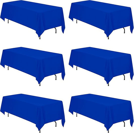 BRILLMAX 6 Pack Royal Blue Tablecloths 70 x 120 Inch for 6ft or 8ft Rectangle Tables - Rectangular Bulk Linen Polyester Fabric Washable Cloth Cover for Wedding Reception Banquet Birthday Party