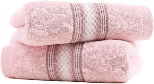 YiLUOMO Pink Hand Towels 100% Cotton Soft Absorbent Summer Decorative Textured Striped Decorative Hand Towel for Bathroom 13 x 29 Inch, 2 Pieces