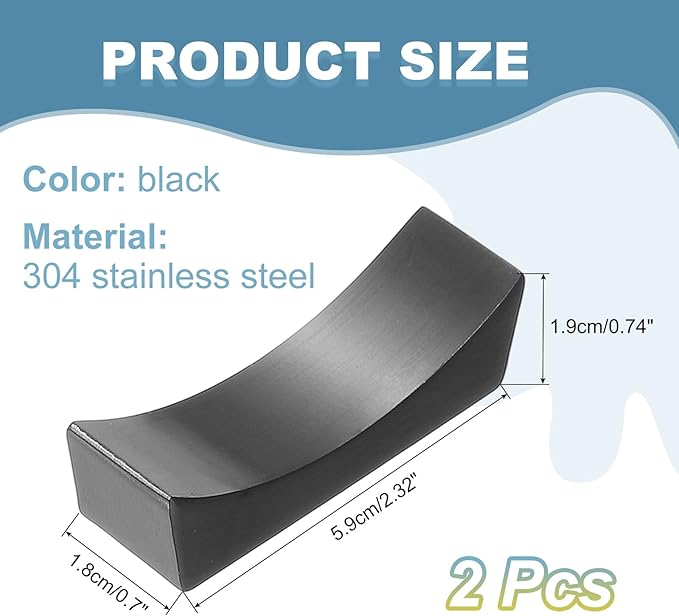 uxcell 2pcs Chopstick Rest, 304 Stainless Steel Chopsticks Holder 2.32" x 0.7" x 0.74", Household Tableware Kitchen Tools for Spoon Fork Teaspoon Dining Tool Rest, Black