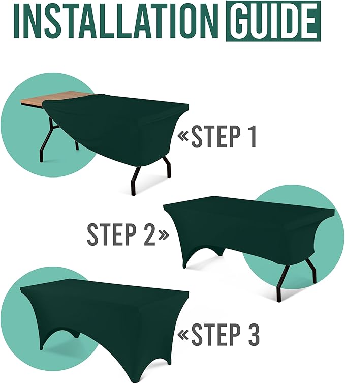 Utopia Kitchen 6ft Spandex Table Cloth Rectangle [1 Pack, Hunter Green] 200GSM Premium Stretch, Washable and Wrinkle Resistant Table Cover Fitted for Event, Wedding, Banquet [72Lx30Wx30H Inch]