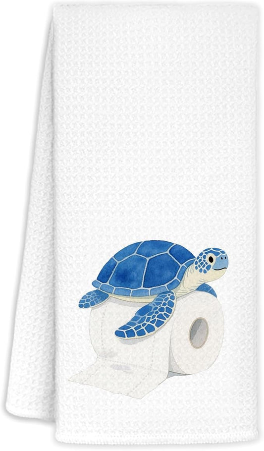 Sea Turtle Hand Towels - Sea Turtle Gifts for Women Men, Turtles Bathroom Decor for Toddler Boys Girls Kids, Coastal Nautical Beach Blue Turtles Decorative Hand Towels for Kitchen, 16x24 in
